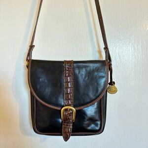 Vintage Brahmin Black and Brown Leather Crossbody Bag